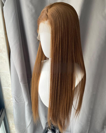 Synthetic lace frontal color wig straight---13*4---dark blonde color---pay 1 get 2