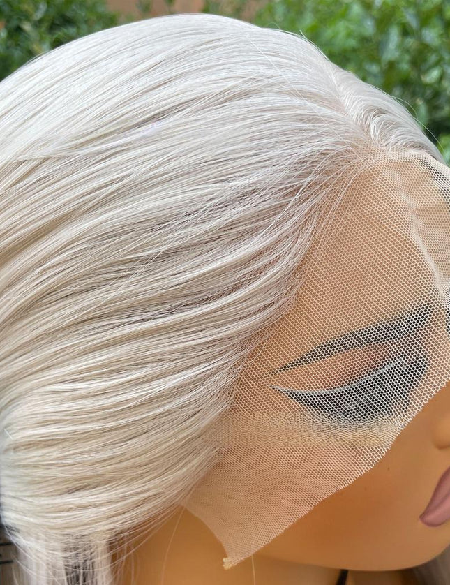 Synthetic lace frontal color wig straight---13*4---Misty gray color---pay 1 get 2