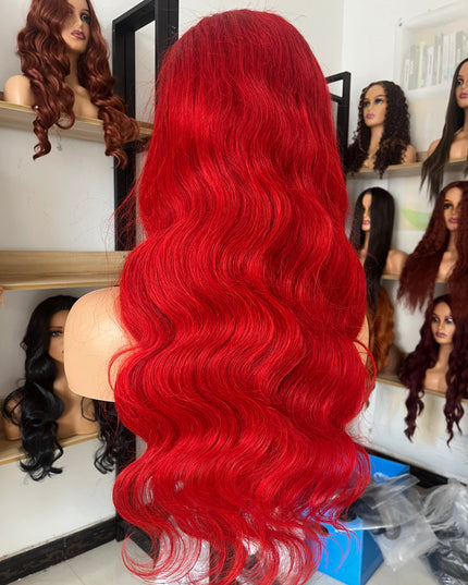 Human Hair Wig 12A Body Wave red color
