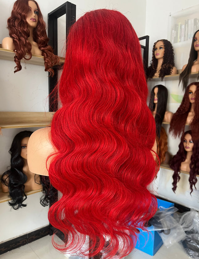Human Hair Wig 12A Body Wave red color