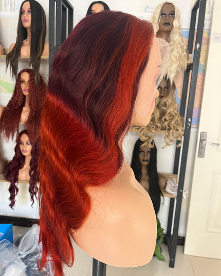 Human Hair Wig 12A Body Wave ombre highlight brown 350