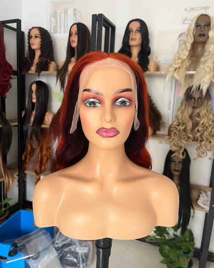 Human Hair Wig 12A Body Wave ombre highlight brown 350