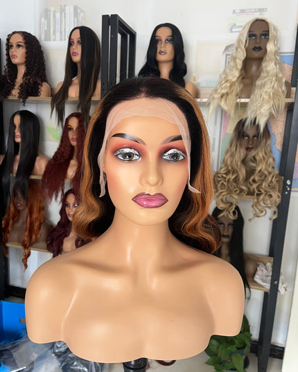 Human Hair Wig 12A Body Wave highlight 1b/30 color