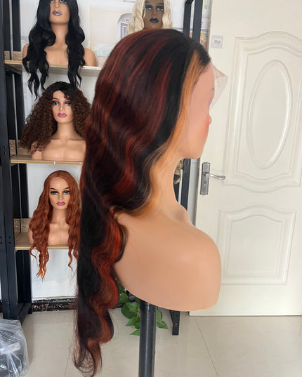 Human Hair Wig 12A Body Wave highlight 1b/30 color