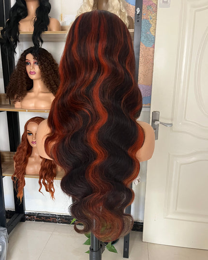 Human Hair Wig 12A Body Wave highlight 1b/30 color