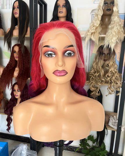 Human Hair Wig 12A Body Wave ombre Pink and Purple color