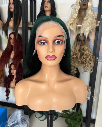 Human Hair Wig 12A Body Wave highlight Ombre 1b/green color