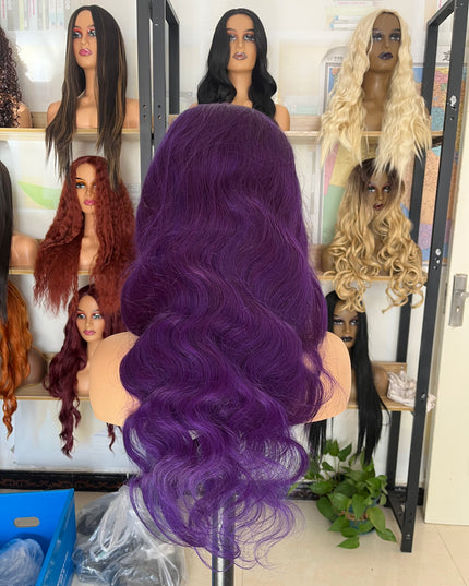 Human Hair Wig 12A Body Wave -Purple color