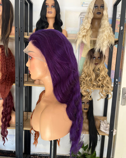 Human Hair Wig 12A Body Wave -Purple color