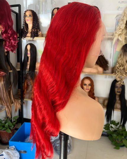 Human Hair Wig 12A Body Wave red color