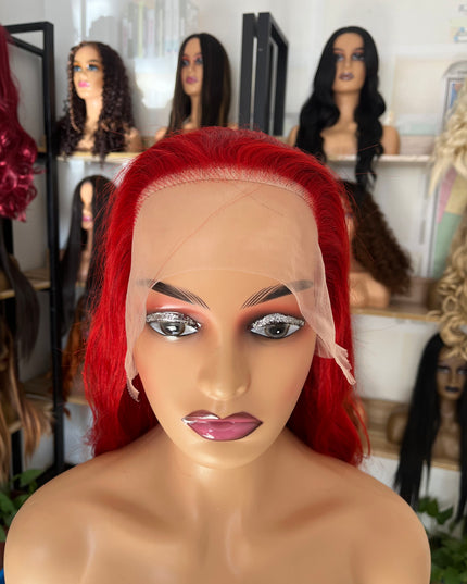 Human Hair Wig 12A Body Wave red color