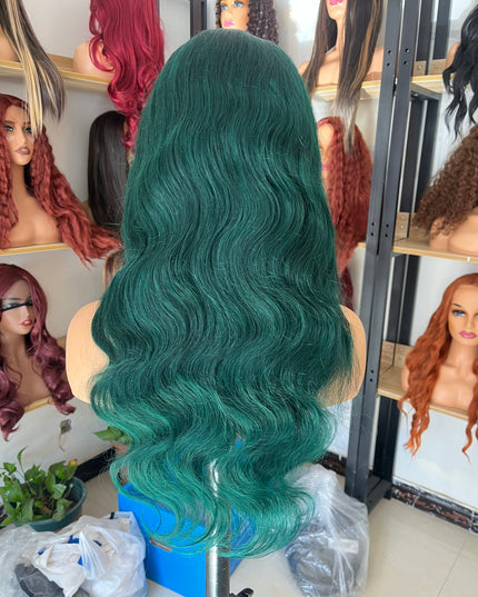 Human Hair Wig 12A Body Wave green color