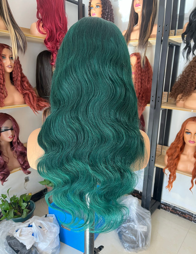 Human Hair Wig 12A Body Wave green color