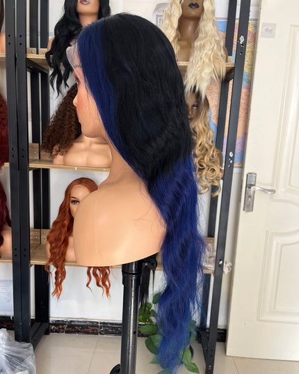 Human Hair Wig Body Wave ombre 1B/Blue color