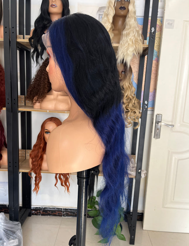 Human Hair Wig Body Wave ombre 1B/Blue color