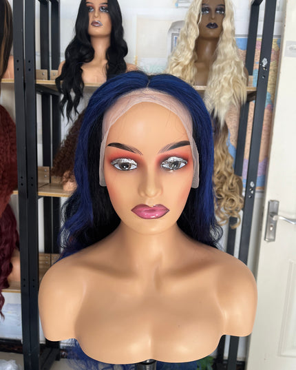 Human Hair Wig Body Wave ombre 1B/Blue color