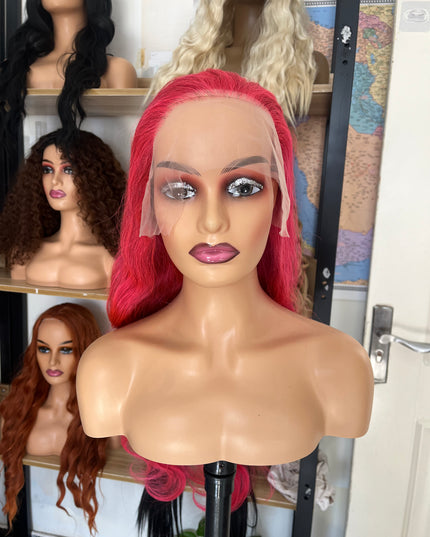 Human Hair Wig 12A Body Wave pink color