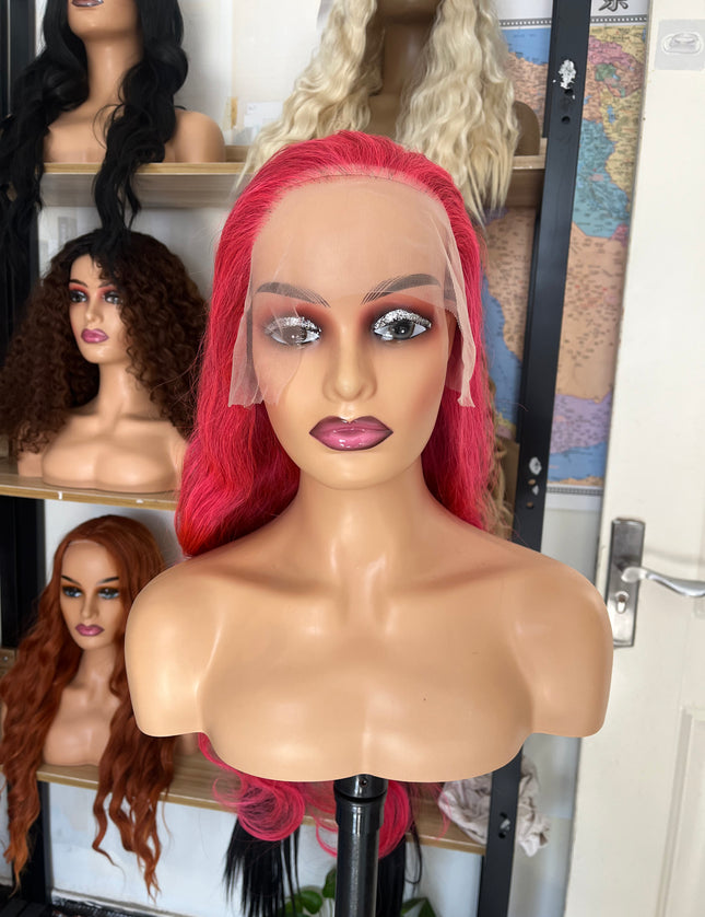 Human Hair Wig 12A Body Wave pink color