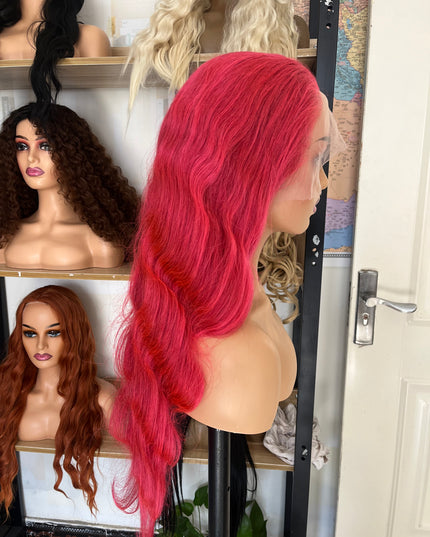 Human Hair Wig 12A Body Wave pink color