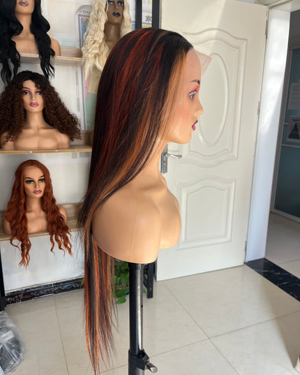 Human Hair Wig 12A straight highlight 1b/30 color
