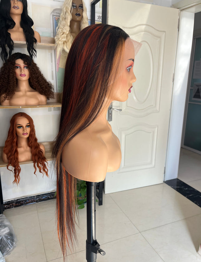 Human Hair Wig 12A straight highlight 1b/30 color