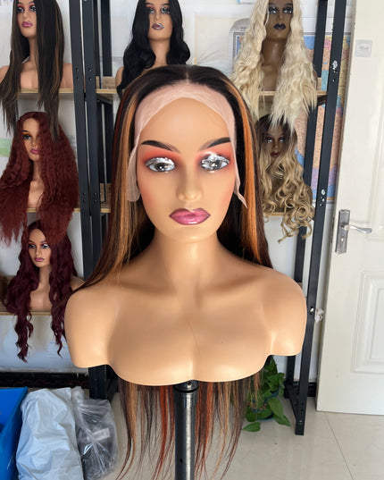 Human Hair Wig 12A straight highlight 1b/30 color