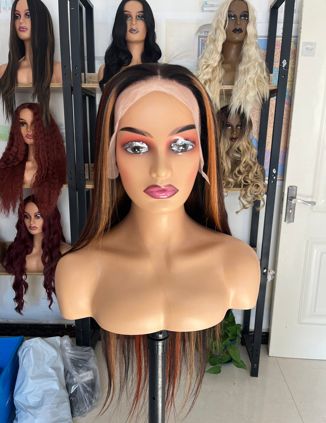 Human Hair Wig 12A straight highlight 1b/30 color