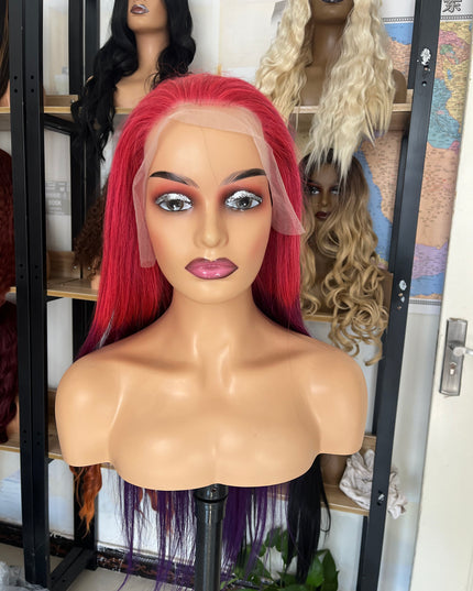 Human Hair Wig 12A straight ombre Pink and Purple color