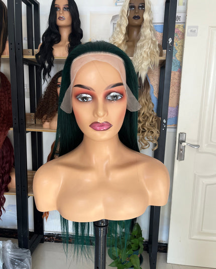 Human Hair Wig 12A straight green color