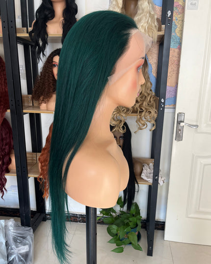 Human Hair Wig 12A straight green color