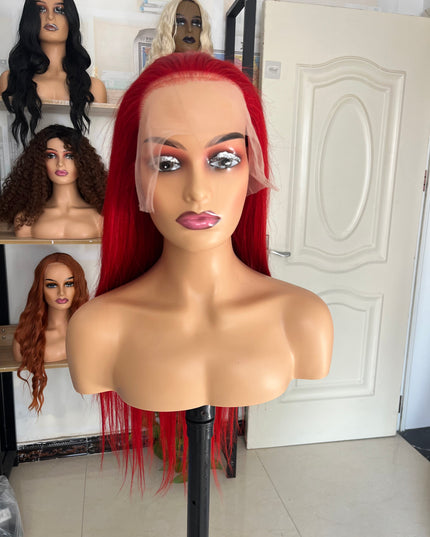 Human Hair Wig 12A straight red color