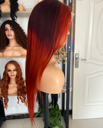Human Hair Wig 12A straight ombre highlight brown 350