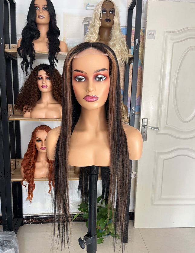 Human Hair Wig 12A straight mixed color 1b/30 color
