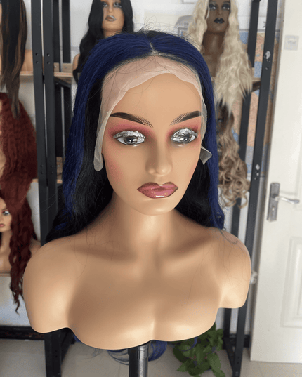 Human Hair Wig Body Wave ombre 1B/Blue color