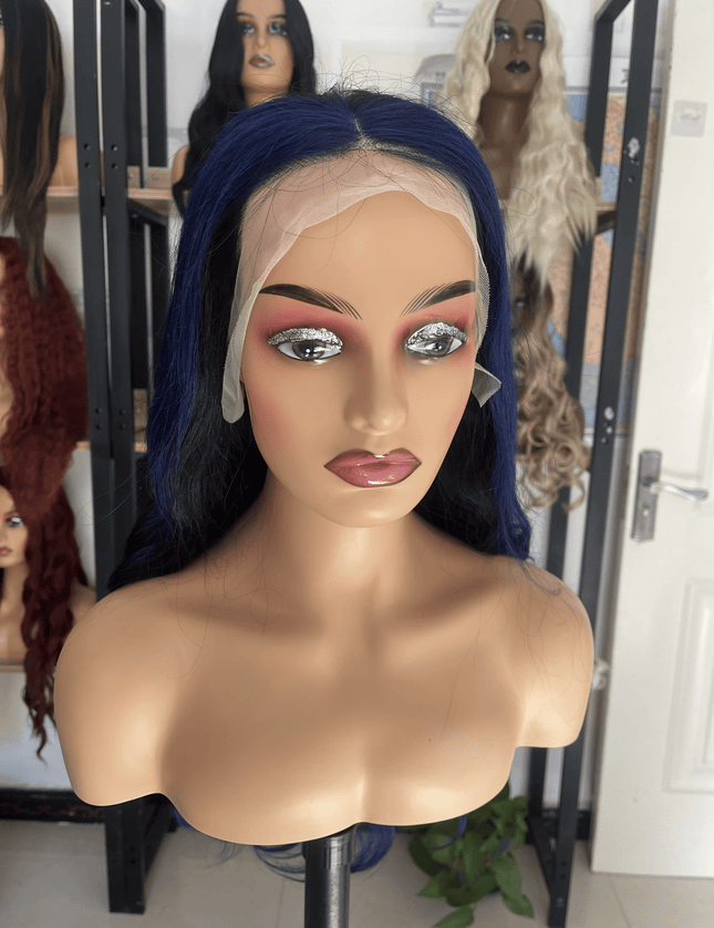 Human Hair Wig Body Wave ombre 1B/Blue color