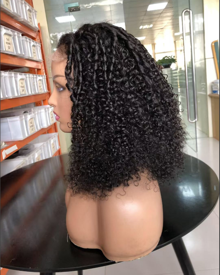 PIXIE curly Natural Black 4x4，5x5 Lace closure 100% Virgin Human Hair Wig 15A