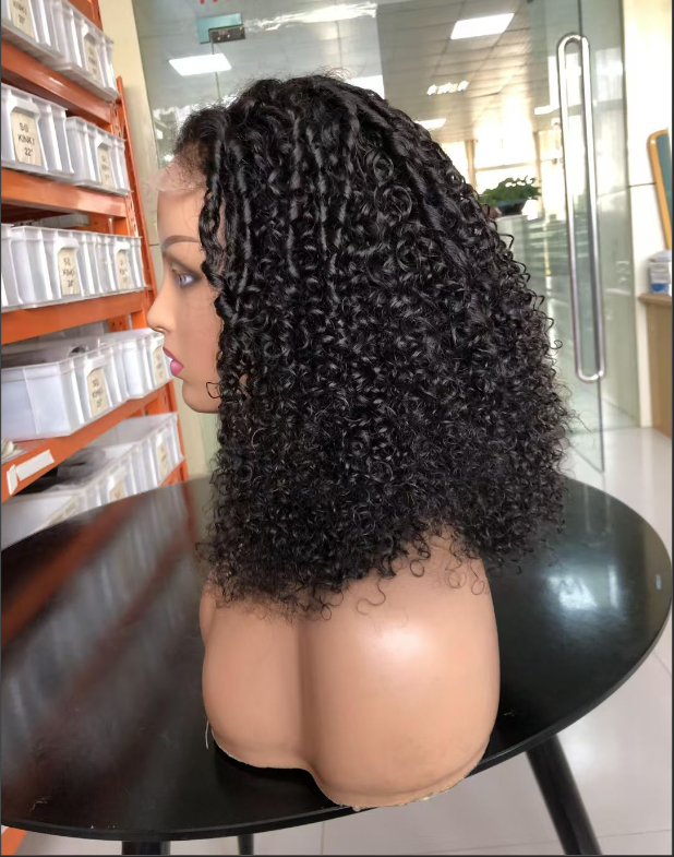 PIXIE curly Natural Black 4x4，5x5 Lace closure 100% Virgin Human Hair Wig 15A