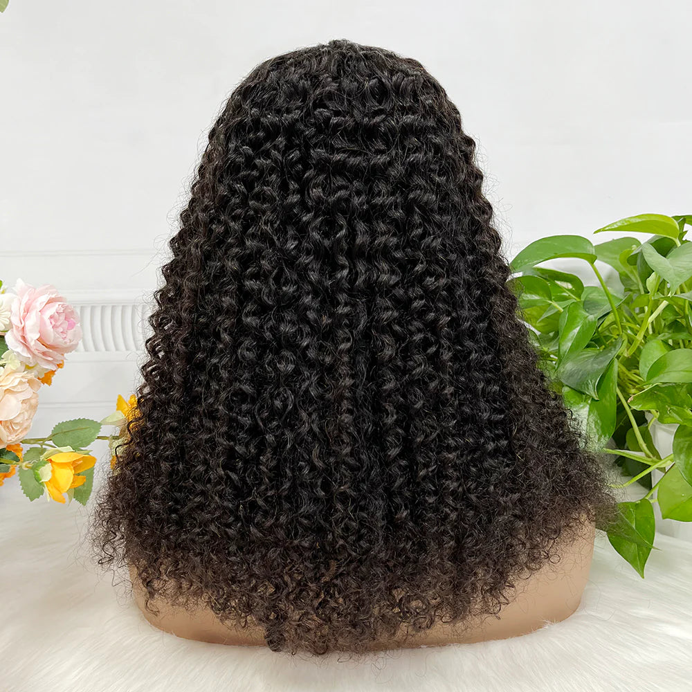 Natural color  kinky curly Bob Wig 4x4，5*5 Lace closure wig 100% Virgin Human Hair