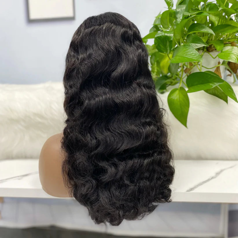 Fashion wave, natural black 13x4 Lace Frontal 100% Virgin Human Hair Transparent  LACE Wig 180% density