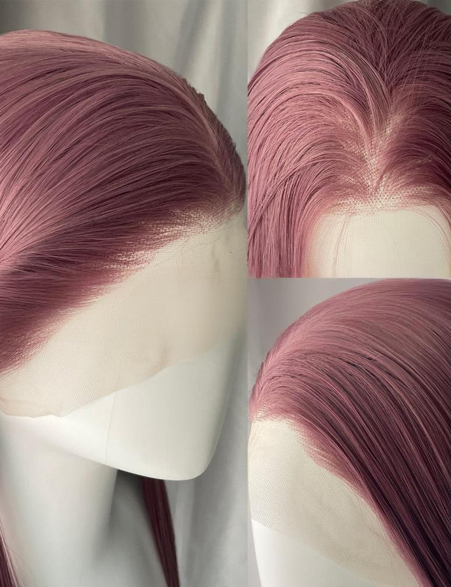 Synthetic lace frontal color wig straight---13*4---Dusty Purple color---pay 1 get 2