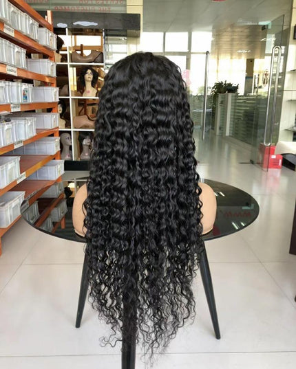 water wave natural black color Lace Frontal 13x4 Virgin Human Hair Wig 15A