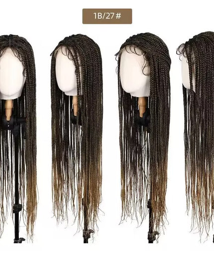 Synthetic Transparent Full Lace Braided Wigs Knotless Box Braids Wig # 1B/27