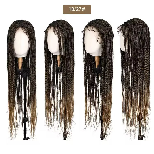 Synthetic Transparent Full Lace Braided Wigs Knotless Box Braids Wig # 1B/27