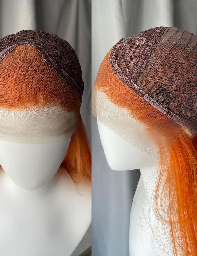 Synthetic lace frontal color wig straight---13*4---ginger color---pay 1 get 2