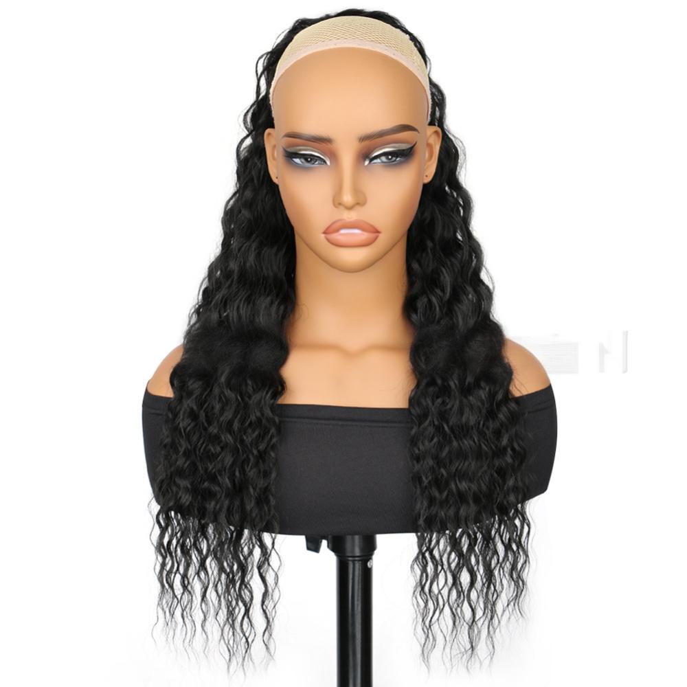 24 inch Drawstring style synthetic Deep wave , ponytail-black color
