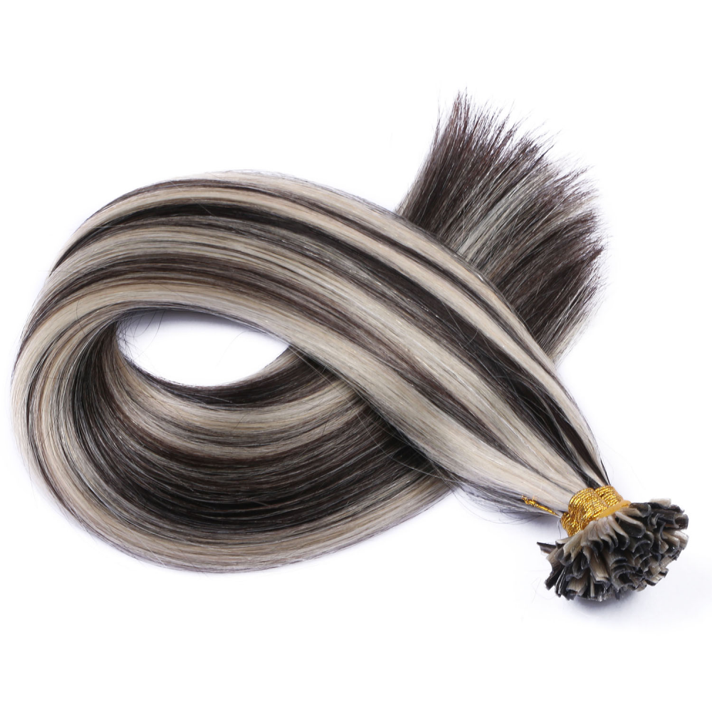 U tip hair extensions- 1B and grey Color- straight