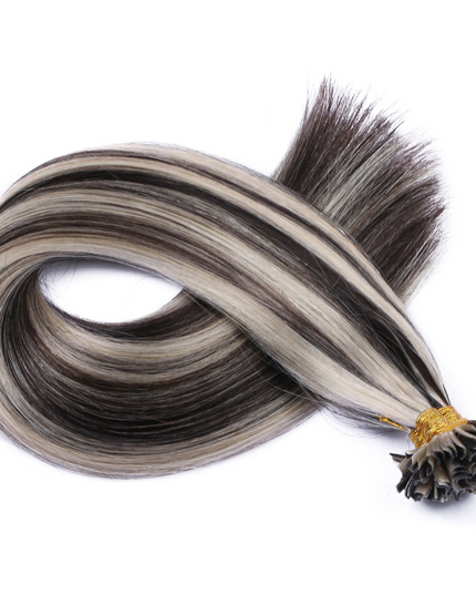 U tip hair extensions- 1B and grey Color- straight