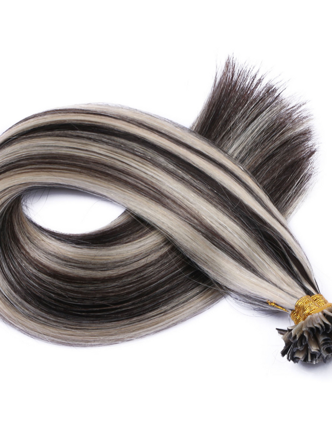 U tip hair extensions- 1B and grey Color- straight