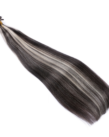 U tip hair extensions- 1B and grey Color- straight