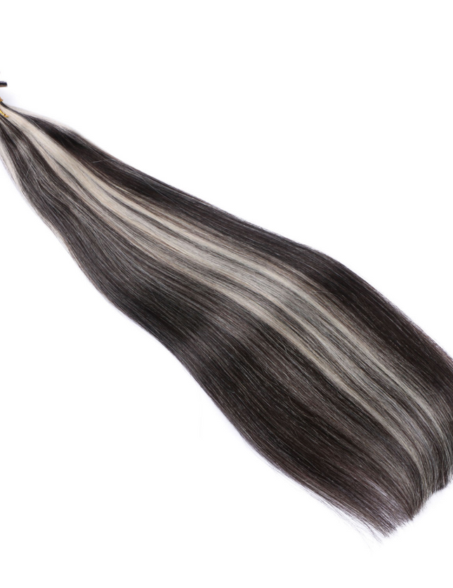 U tip hair extensions- 1B and grey Color- straight